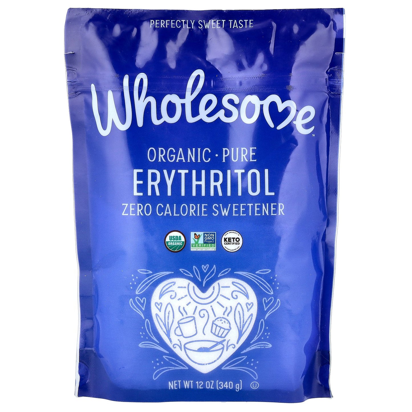 Wholesome Sweeteners, Organic Pure Erythritol, Zero Calorie Sweetener, 12 oz (340 g)