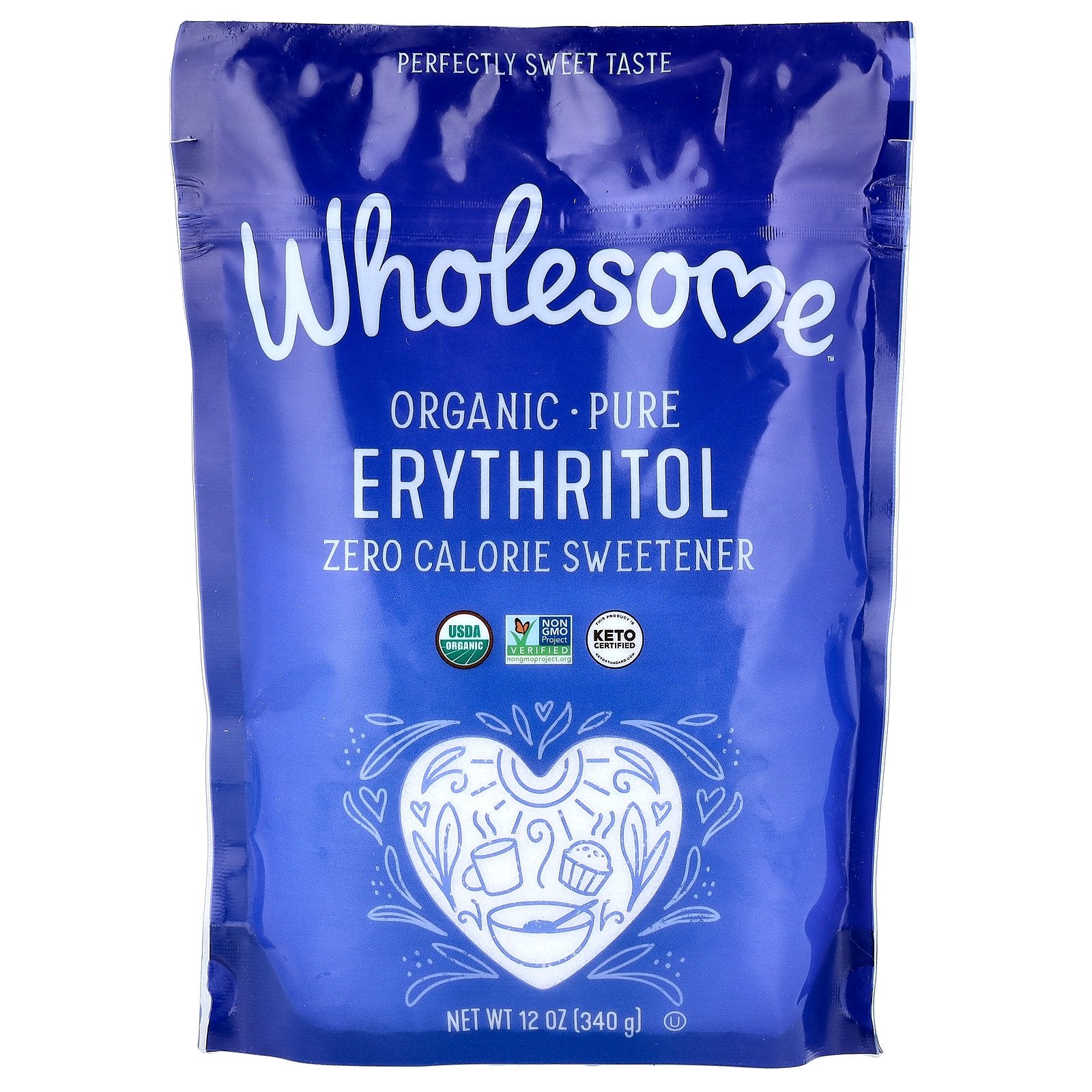 Wholesome Sweeteners, Organic Pure Erythritol, Zero Calorie Sweetener, 12 oz (340 g)