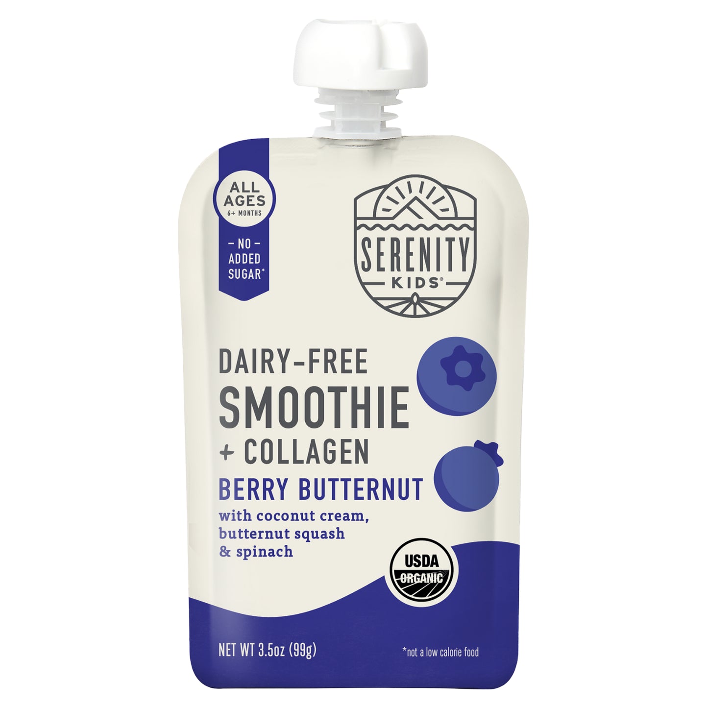 Serenity Kids, Dairy-Free Smoothie + Collagen, Berry Butternut, All Ages 6+ Months, 3.5 oz (99 g)