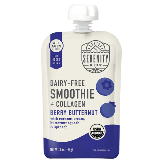 Serenity Kids, Dairy-Free Smoothie + Collagen, Berry Butternut, All Ages 6+ Months, 3.5 oz (99 g)