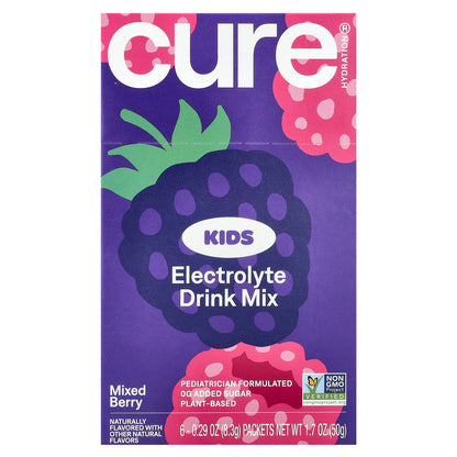 Cure Hydration, Kids, Electrolyte Drink Mix, Mixed Berry, 6 Packets, 0.29 oz (8.3 g) Each