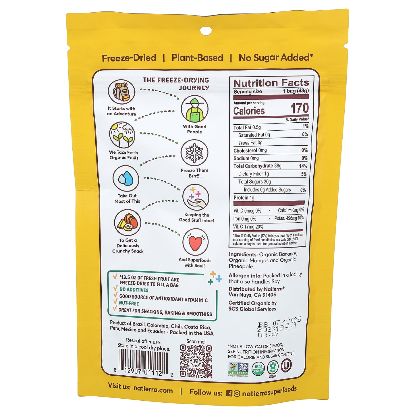 Natierra, Organic Freeze-Dried Tropical Fruits, 1.5 oz (43 g)