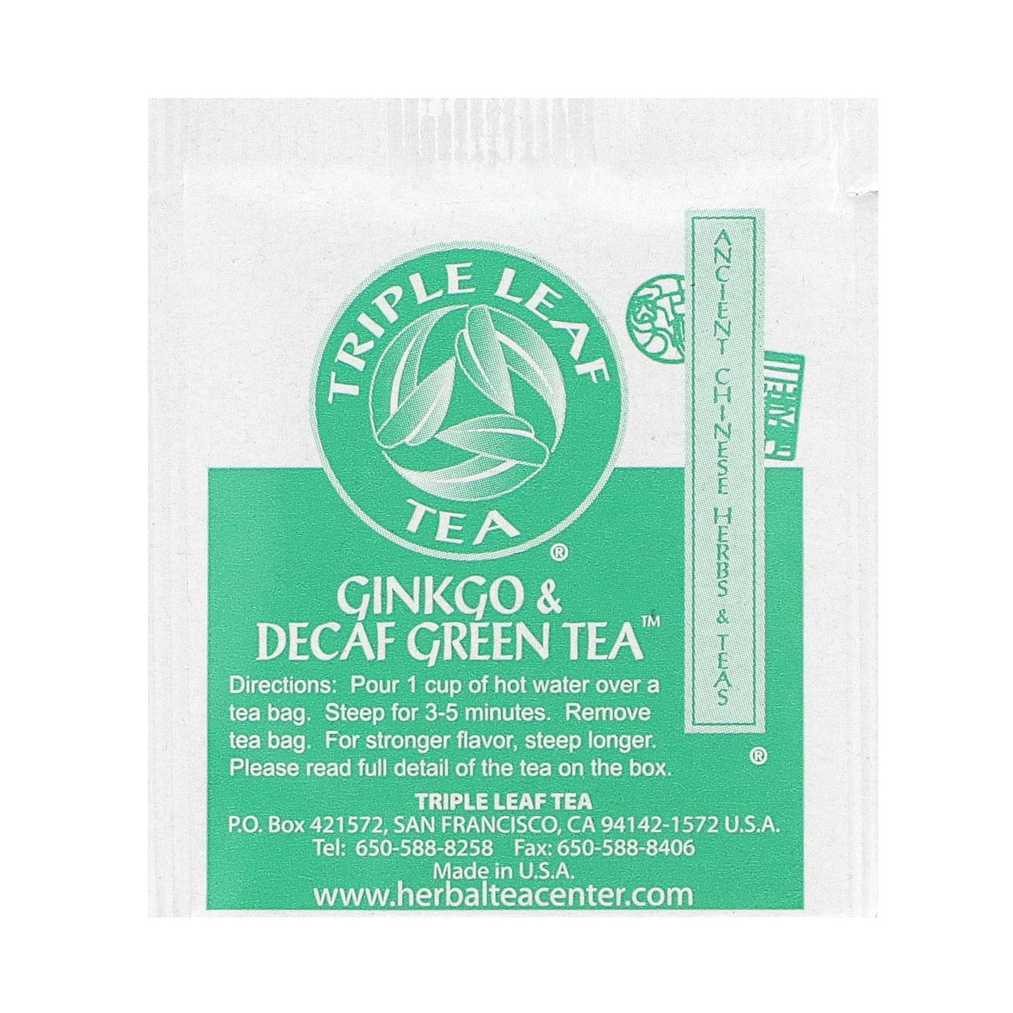 Triple Leaf Tea, Ginkgo & Decaf Green Tea, 20 Tea Bags, 1.27 oz (36 g)