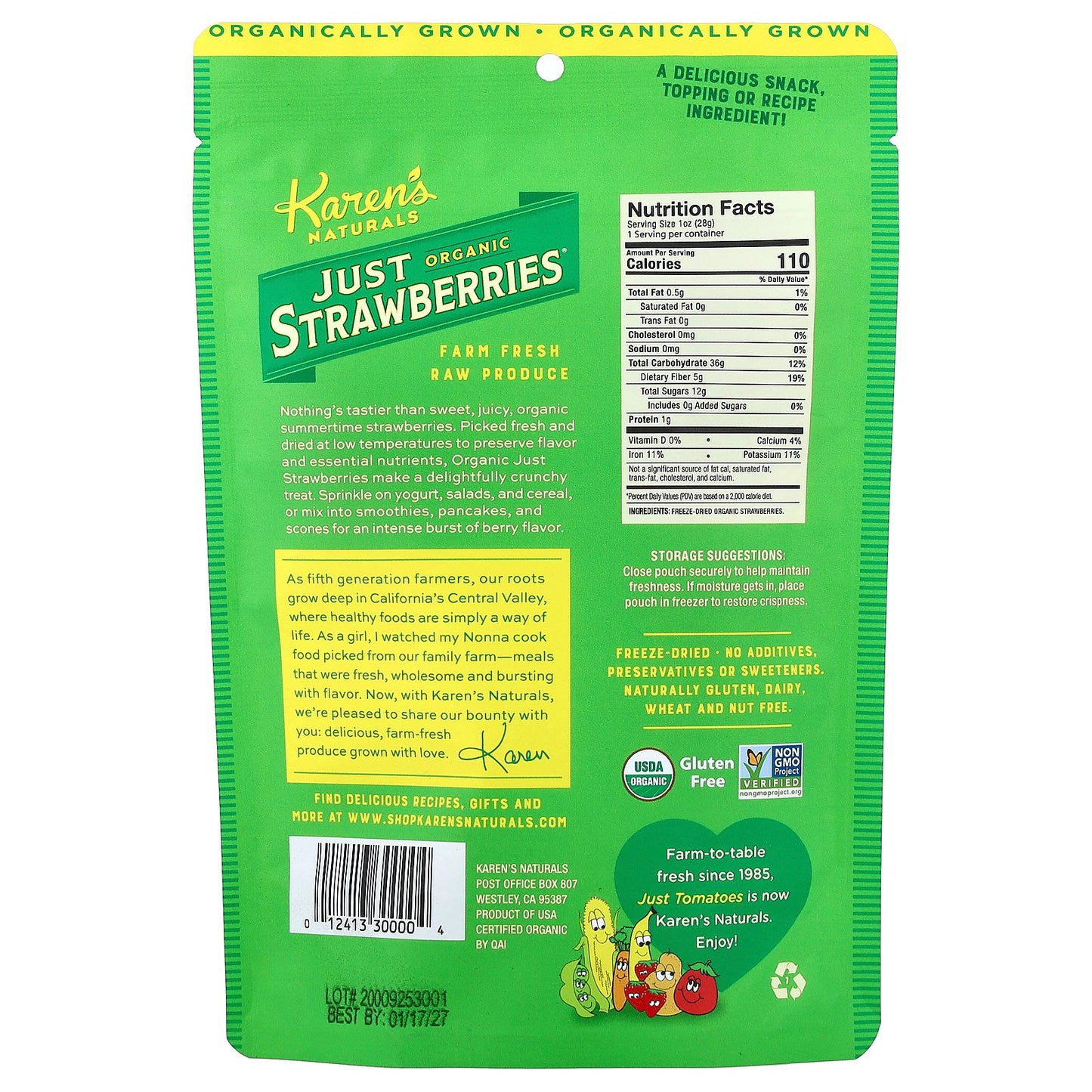 Karen's Naturals, Organic Just Strawberries®, 1 oz (28.4 g)