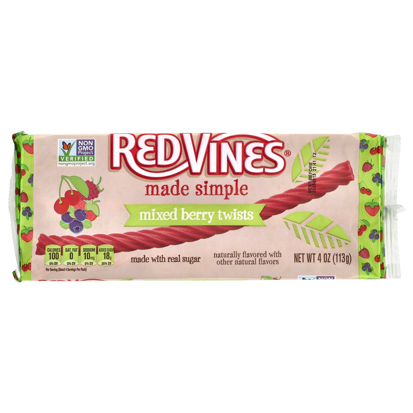 Red Vines, Licorice Tray, Made Simple, Mixed Berry Twists, 4 oz (113 g)