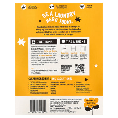 Molly's Suds, Laundry Detergent Sheets, Citrus Grove, 35 Sheets