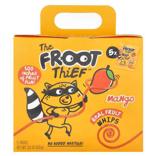 The Froot Thief, Real Fruit Whips, Mango, 5 Packs, 0.7 oz (20 g) Each