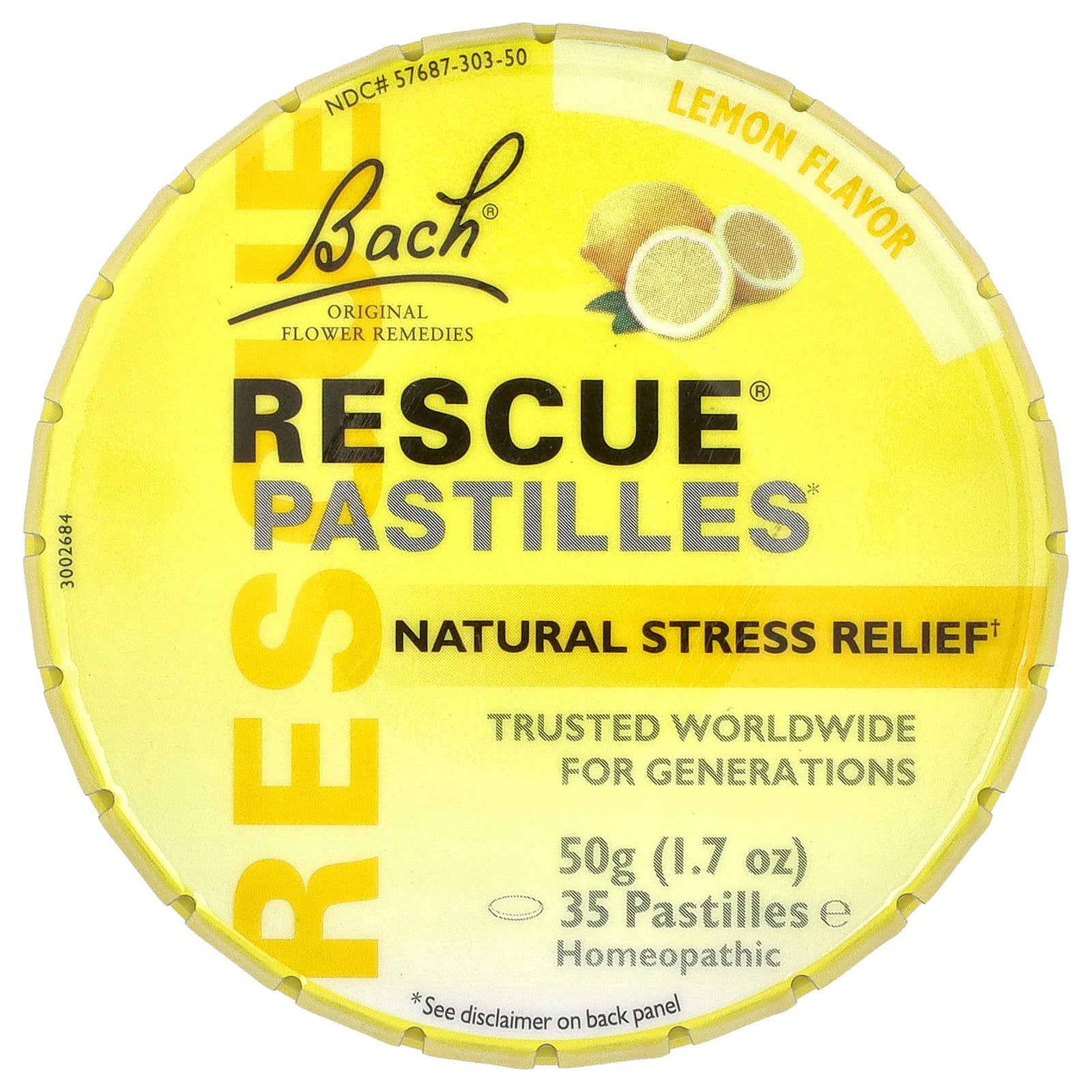 Bach, Rescue® Pastilles, Natural Stress Relief, Lemon, 35 Pastilles, 1.7 oz (50 g)