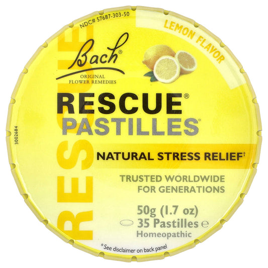 Bach, Rescue® Pastilles, Natural Stress Relief, Lemon, 35 Pastilles, 1.7 oz (50 g)