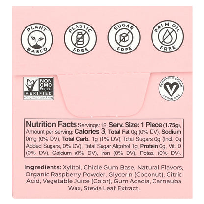 Refresh Gum, Plant-Based Gum, Raspberry, 12 Pieces
