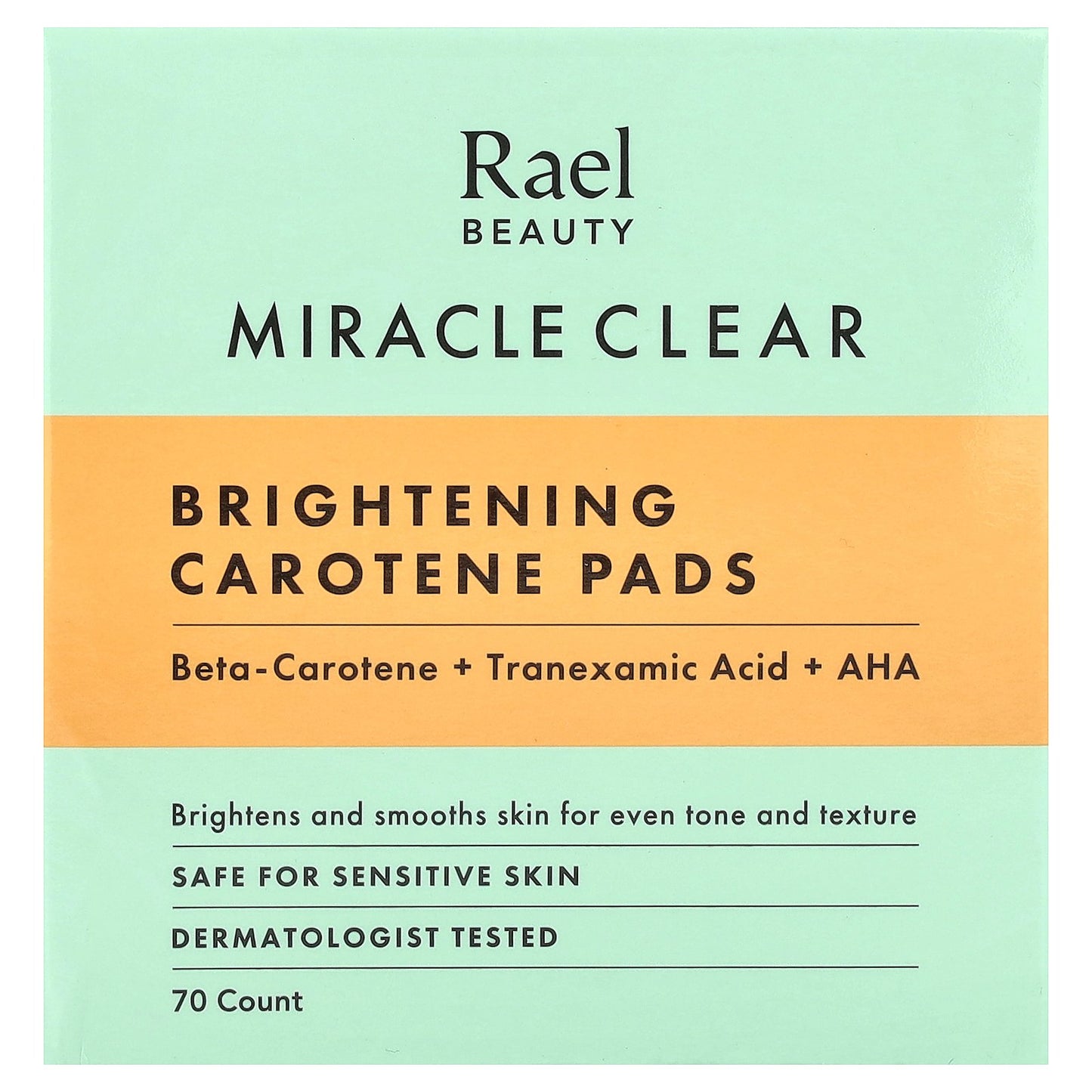 Rael, Beauty, Miracle Clear, Brightening Carotene Pads, 70 Count