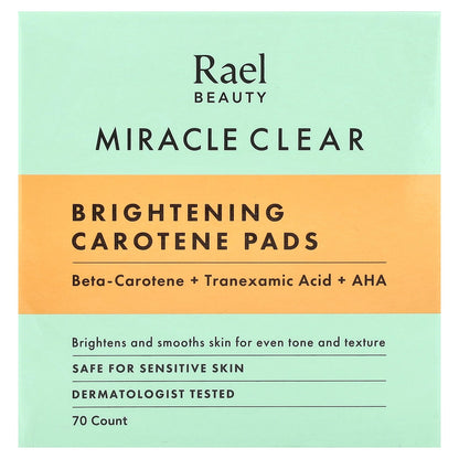 Rael, Beauty, Miracle Clear, Brightening Carotene Pads, 70 Count