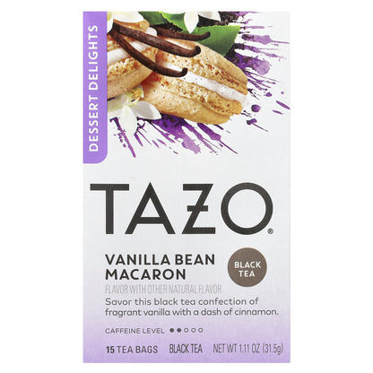 TAZO, Dessert Delights, Black Tea, Vanilla Bean Macaron, 15 Tea Bags, 1.11 oz (31.5 g)