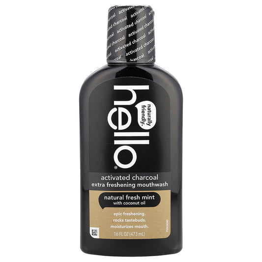 Hello, Activated Charcoal, Extra Freshening Mouthwash, Natural Fresh Mint, 16 fl oz (473 ml)