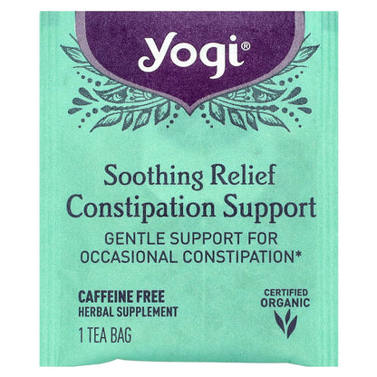 Yogi Tea, Soothing Relief Constipation Support, Caffeine Free, 16 Tea Bags, 1.12 oz (32 g)