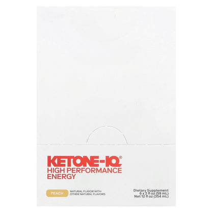 Ketone-IQ, High Performance Energy, Peach, 6 Pack, 2 fl oz (59 ml) Each