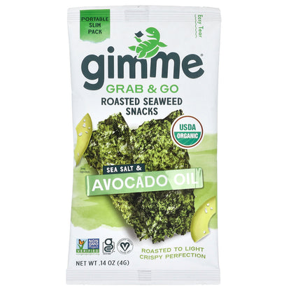 gimMe, Grab & Go Roasted Seaweed Snacks, Sea Salt & Avocado Oil, 5 Pack, 0.14 oz (4 g) Each