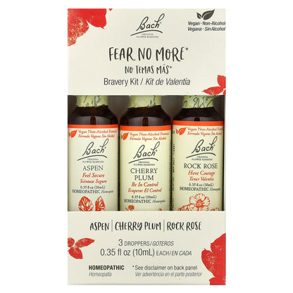 Bach, Original Flower Remedies, Bravery Kit, Fear No More, 3 Droppers, 0.35 fl oz (10 ml) Each