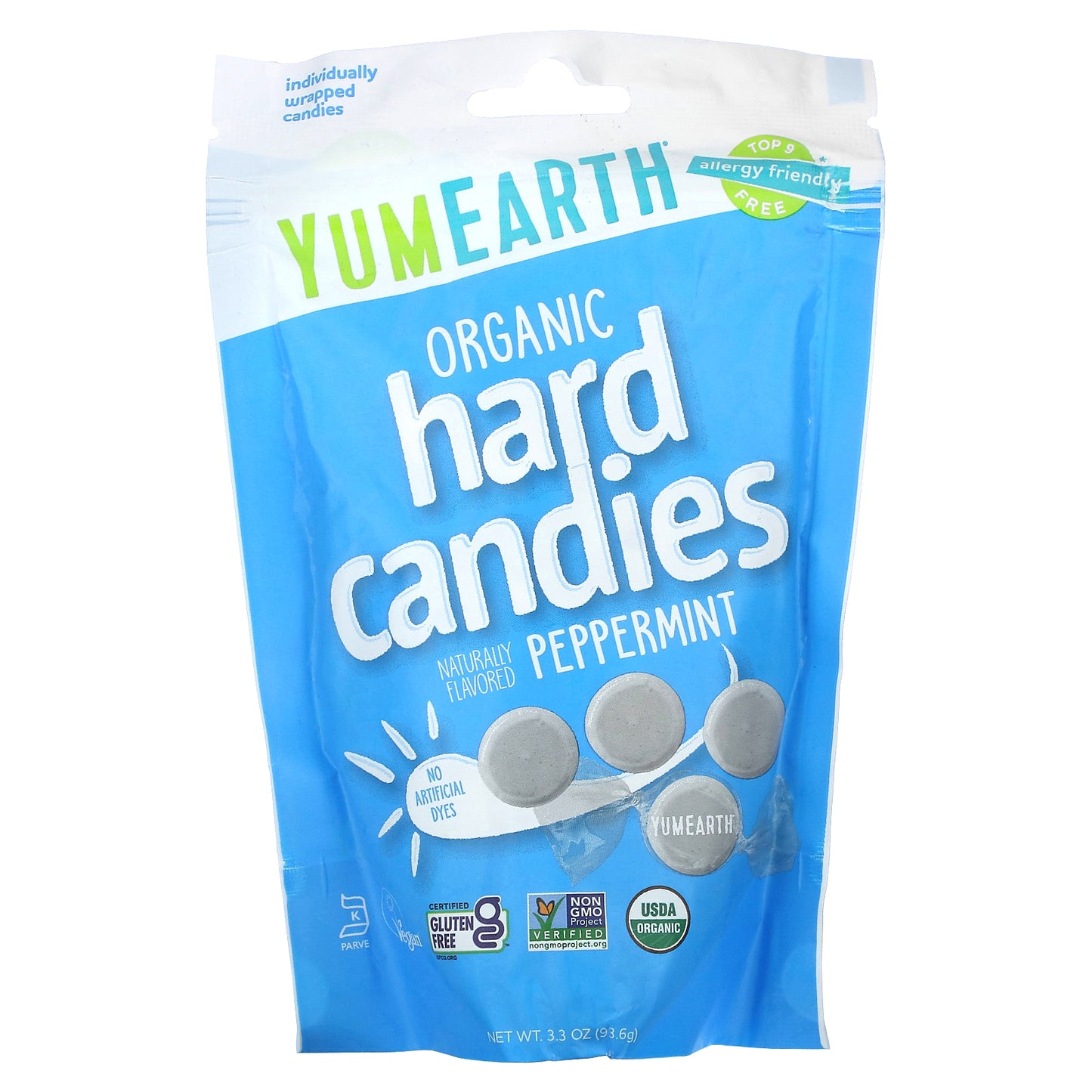 YumEarth, Organic Hard Candies, Peppermint, 3.3 oz (93.6 g)