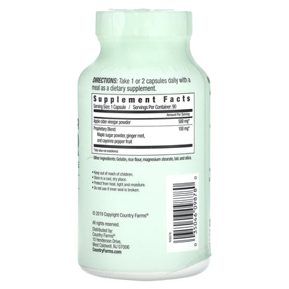 Country Farms, Apple Cider Vinegar, Ginger, Cayenne & Maple, 90 Capsules