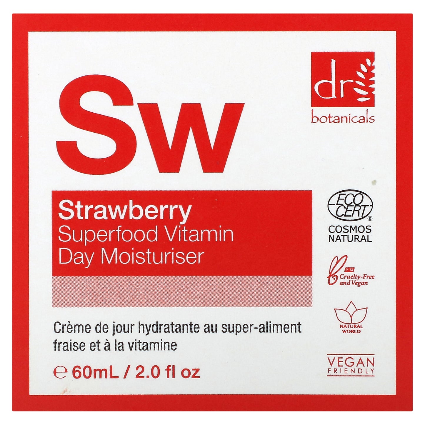 Dr. Botanicals, Superfood Vitamin Day Moisturiser, Strawberry, 2 fl oz (60 ml)