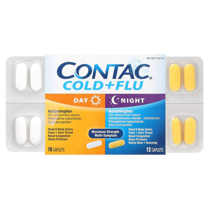 Contac, Cold + Flu, Day/Night, 28 Caplets