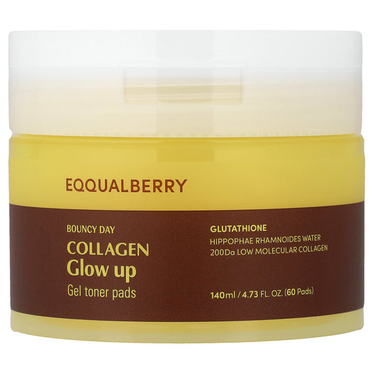 EQQUALBERRY, Bouncy Day, Collagen Glow Up, Gel Toner Pads, 60 Pads