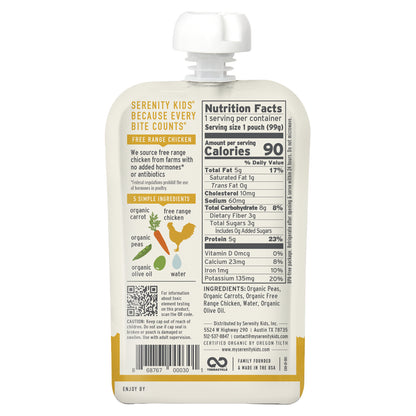 Serenity Kids, Free Range Chicken with Peas & Carrots, 6+ Months, 3.5 oz (99 g)