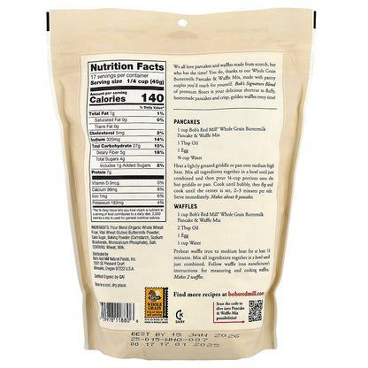 Bob's Red Mill, Buttermilk Pancake & Waffle Mix, Whole Grain, 24 oz (680 g)