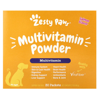 Zesty Paws, Multivitamin Powder, For Dogs, All Ages, Salmon, 30 Packets, 2.1 oz (60 g)