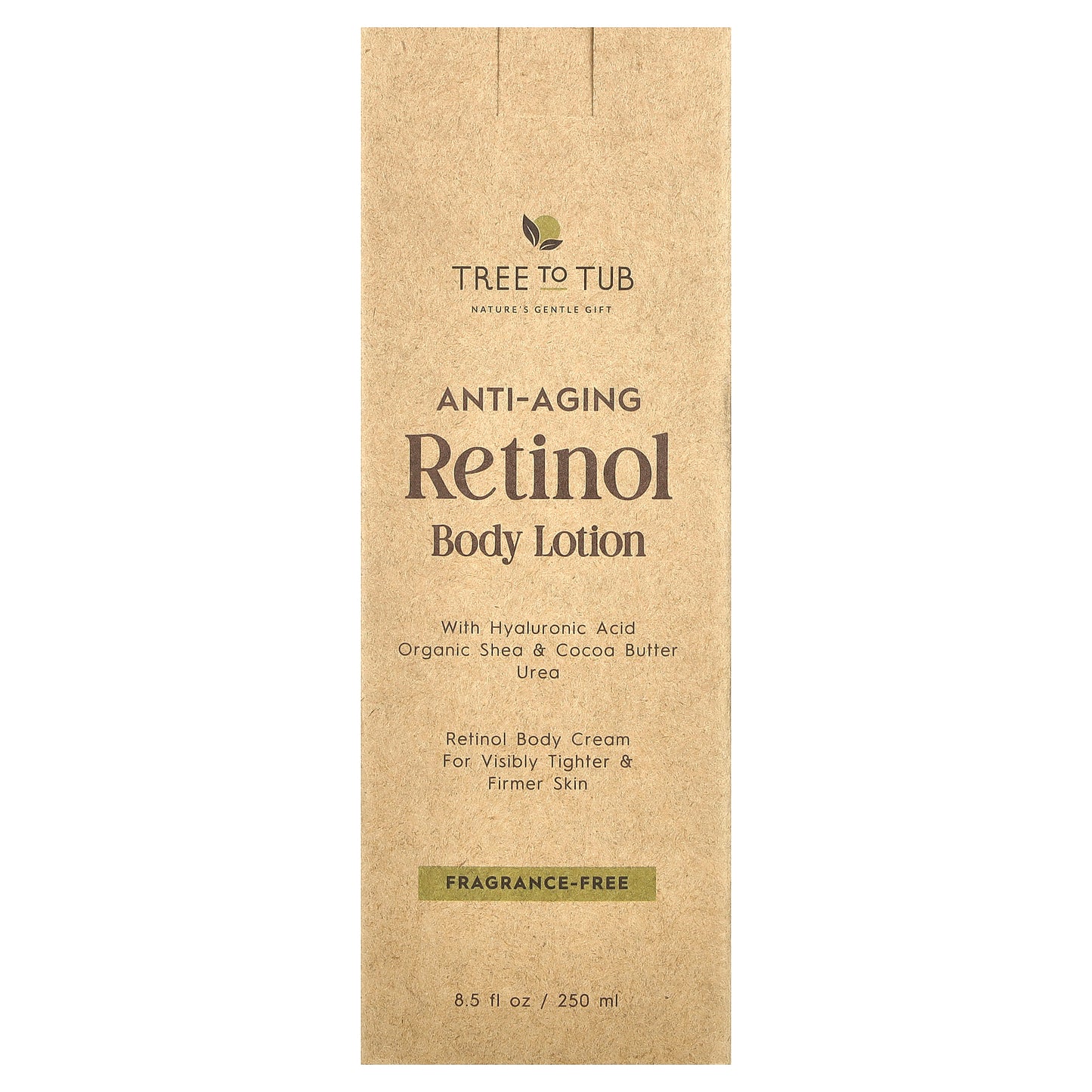 Tree To Tub, Anti-Aging Retinol Body Lotion, Fragrance-Free, 8.5 fl oz (250 ml)