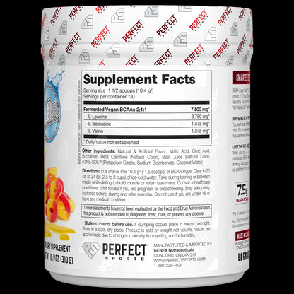 PERFECT Sports, BCAA Hyper Clear, Intense Peach Rings, 10.9 oz (310 g)