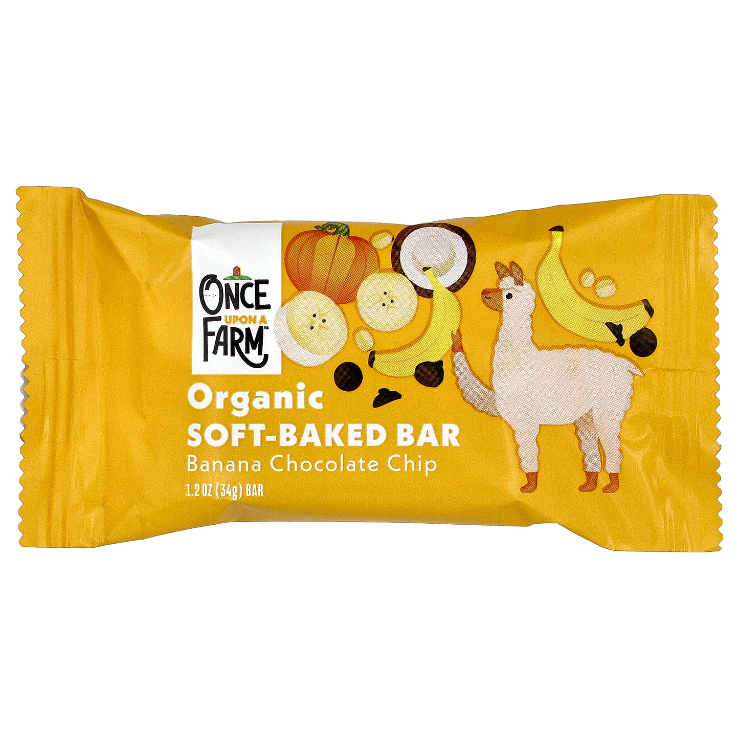 Once Upon A Farm, Organic Soft Baked Bar, Banana Chocolate Chip, 4 Bars, 1.2 oz (34 g ) Each