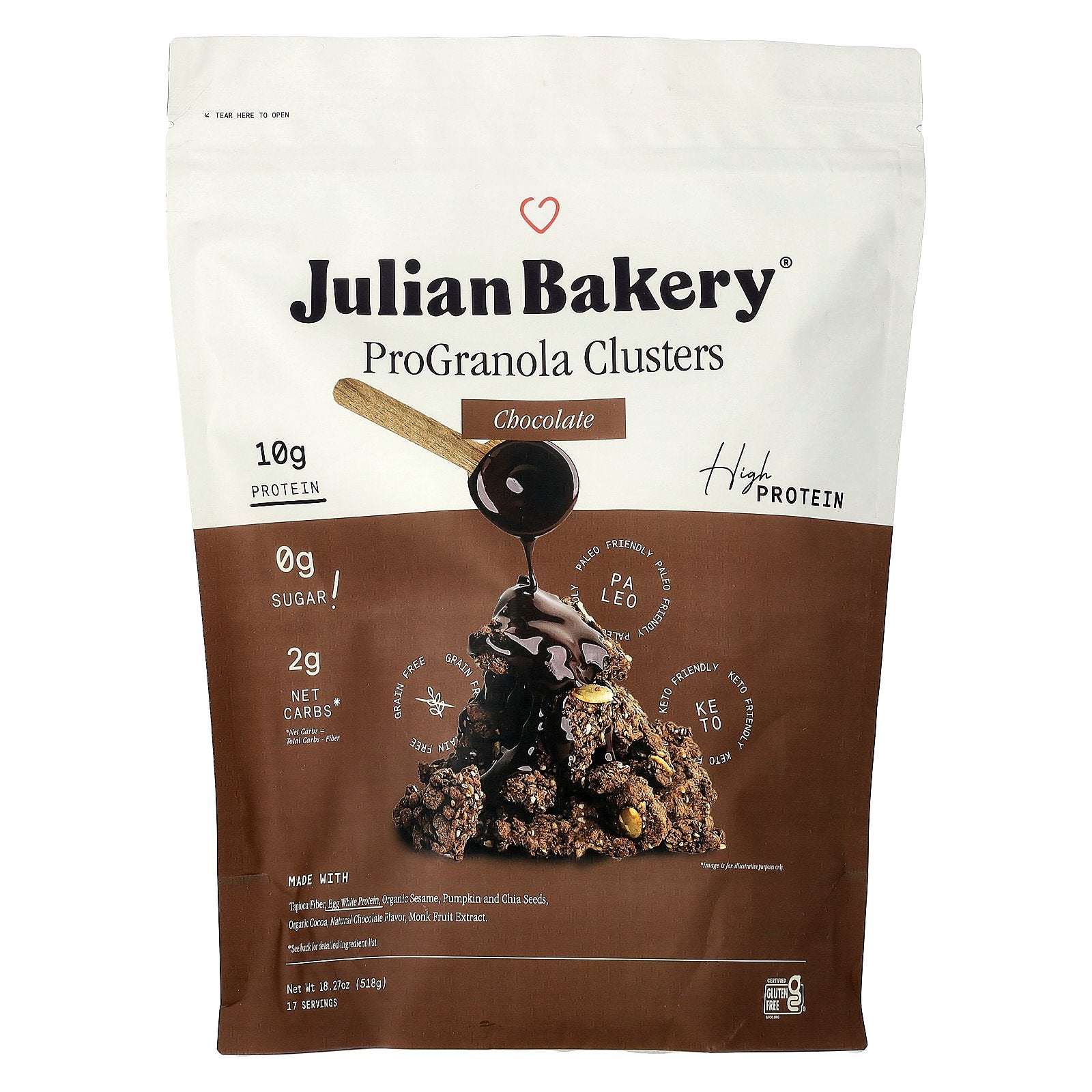 Julian Bakery, ProGranola Clusters, Chocolate, 18.27 oz (518 g)