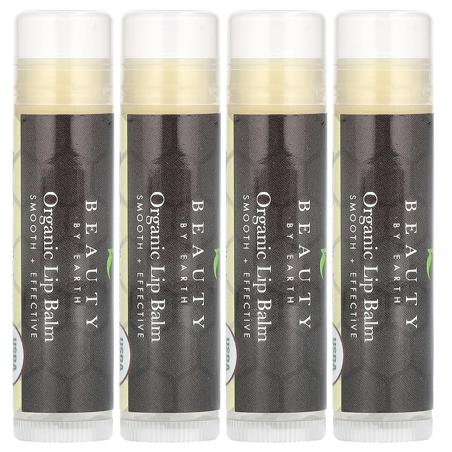 Beauty By Earth, Organic Beeswax Lip Balm, Vanilla Bean, 4 Tubes, 0.15 oz Each