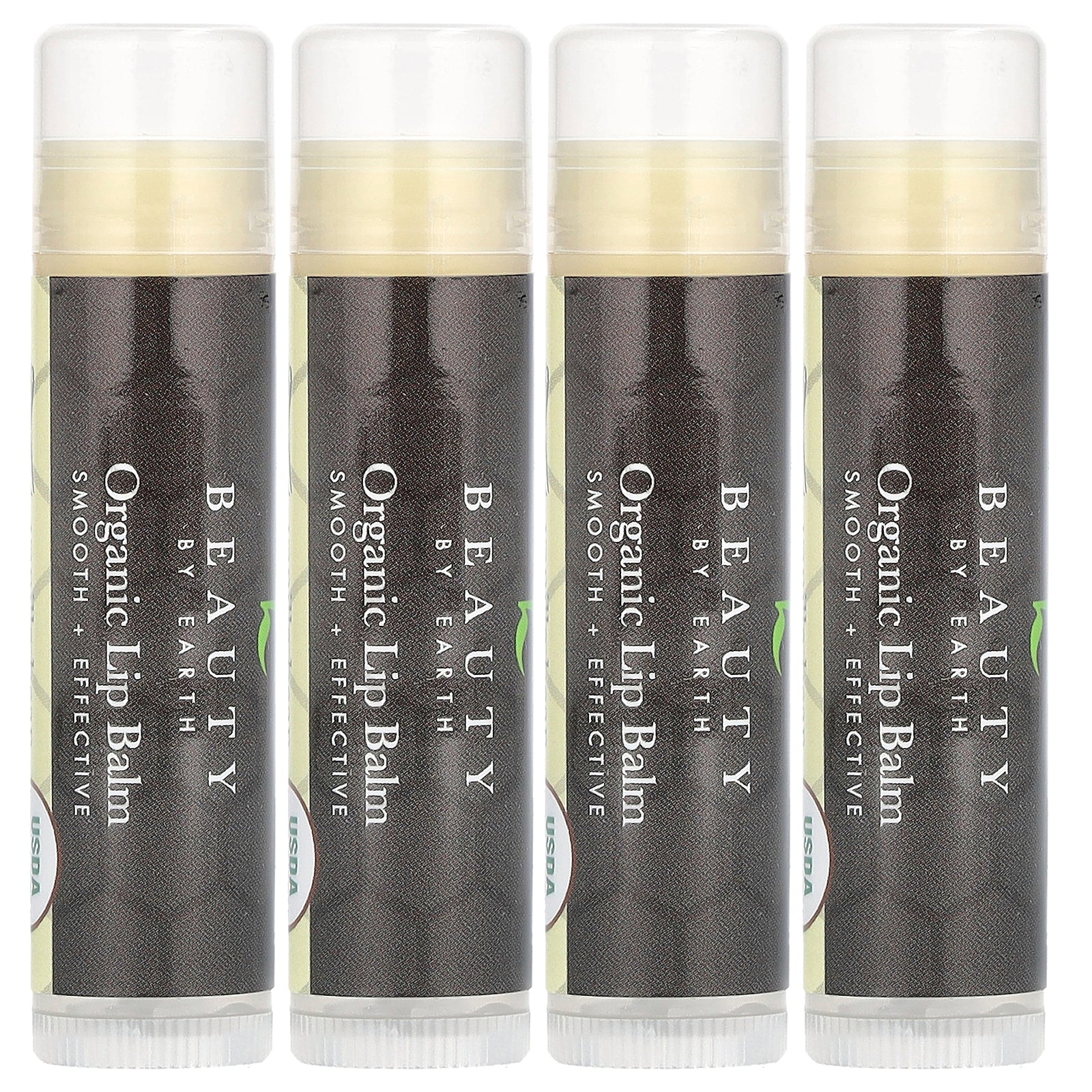 Beauty By Earth, Organic Beeswax Lip Balm, Vanilla Bean, 4 Tubes, 0.15 oz Each