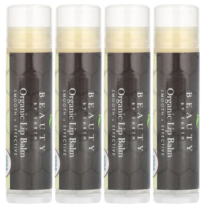 Beauty By Earth, Organic Beeswax Lip Balm, Vanilla Bean, 4 Tubes, 0.15 oz Each