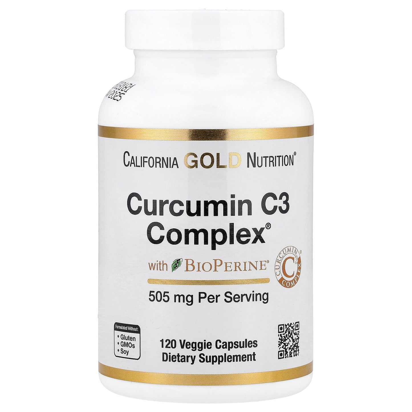 California Gold Nutrition, Curcumin C3 Complex®  with BioPerine® Black Pepper Extract, Turmeric Curcumin Complex, Enhanced Bioavailablity, 120 Veggie Capsules