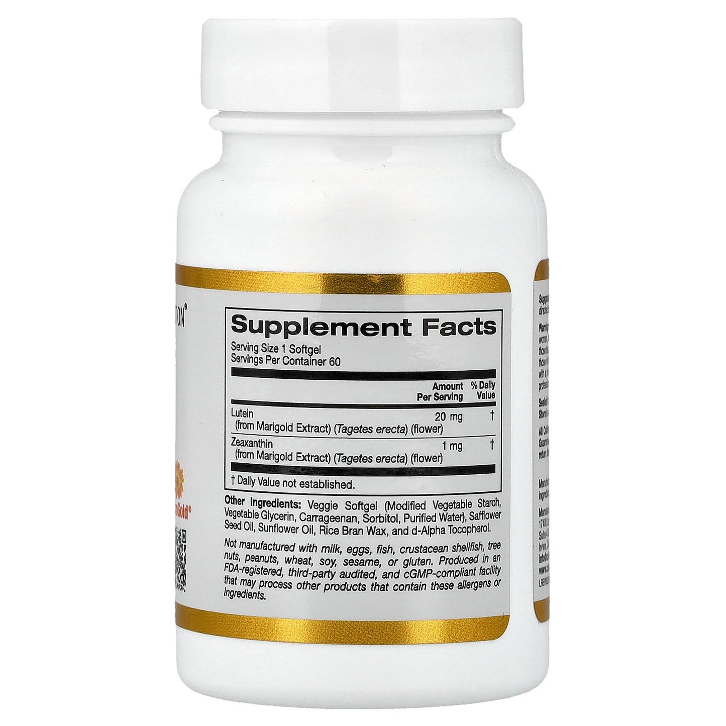 California Gold Nutrition, Lutein with Zeaxanthin from Marigold Extract, 60 Veggie Softgels