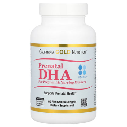 California Gold Nutrition, Prenatal DHA, Omega-3 Fatty Acids DHA and EPA plus Choline for Pregnant and Nursing Mothers, 60 Fish Gelatin Softgels