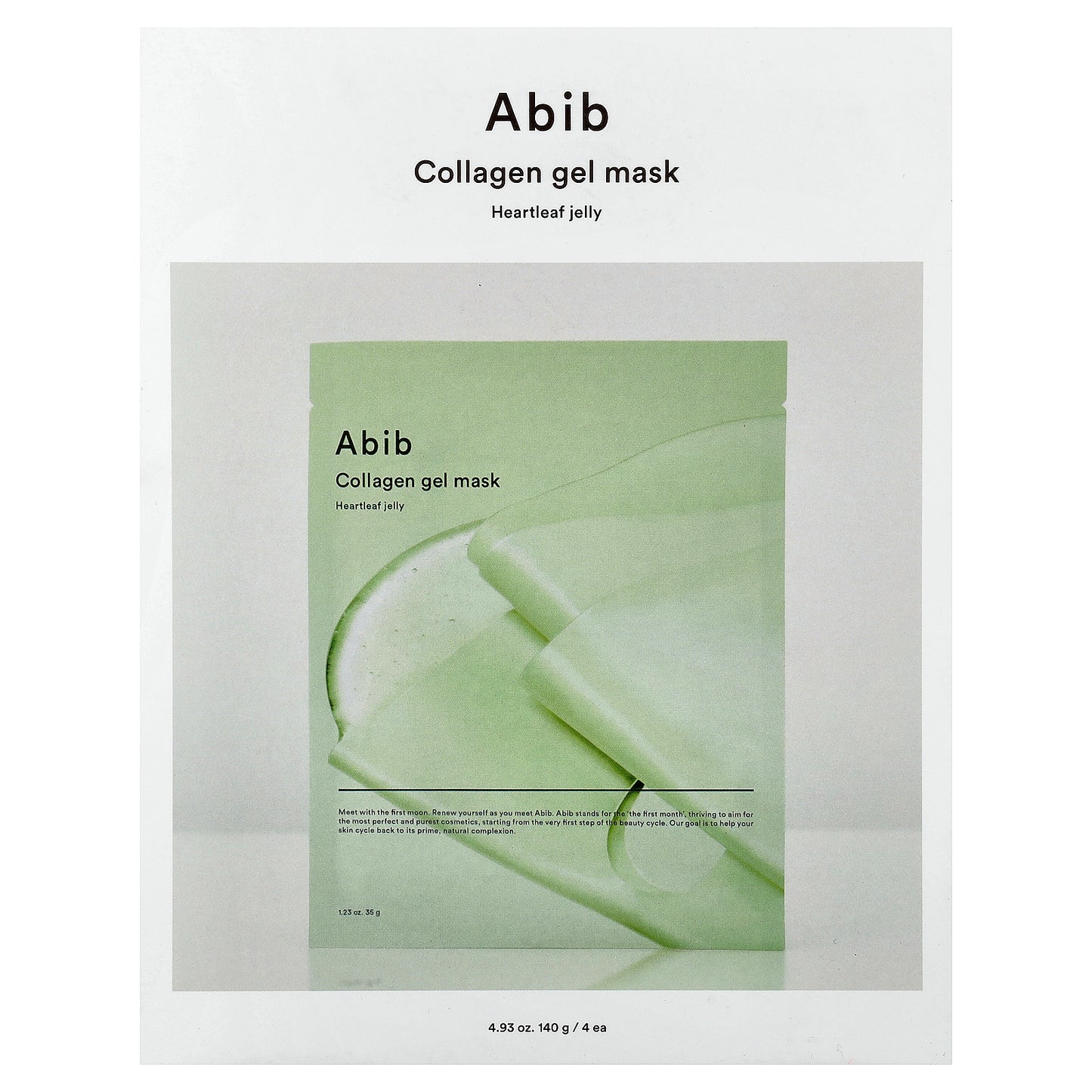 Abib, Collagen Gel Beauty Mask, Heartleaf Jelly, 4 Sheets, 1.23 oz (35 g) Each