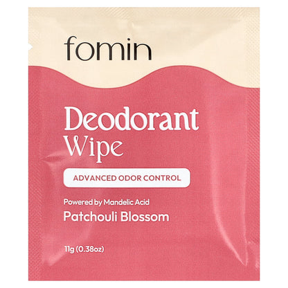 fomin, Deodorant Wipes, Patchouli Blossom, 15 Individually Wrapped Wipes