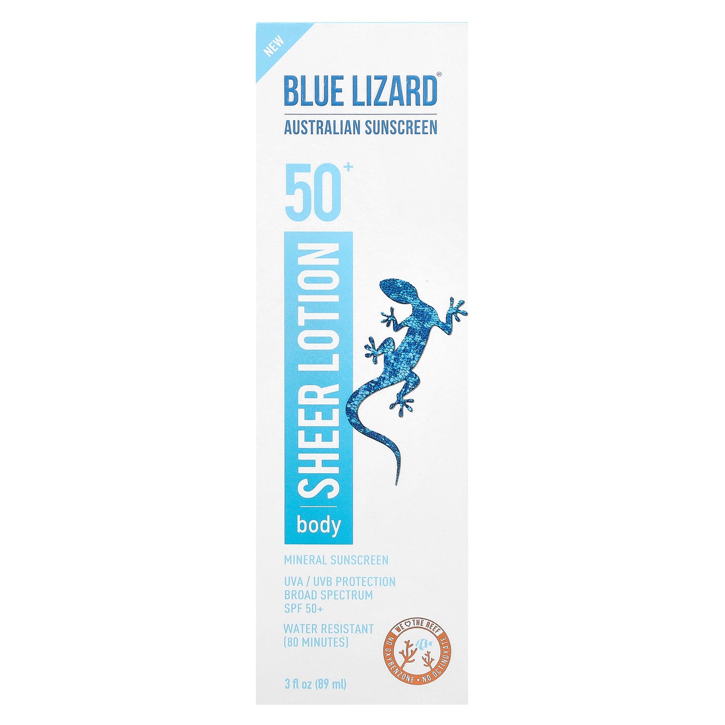 Blue Lizard Australian Sunscreen, Body Sheer Lotion, Mineral Sunscreen, SPF 50+, 3 fl oz (89 ml)