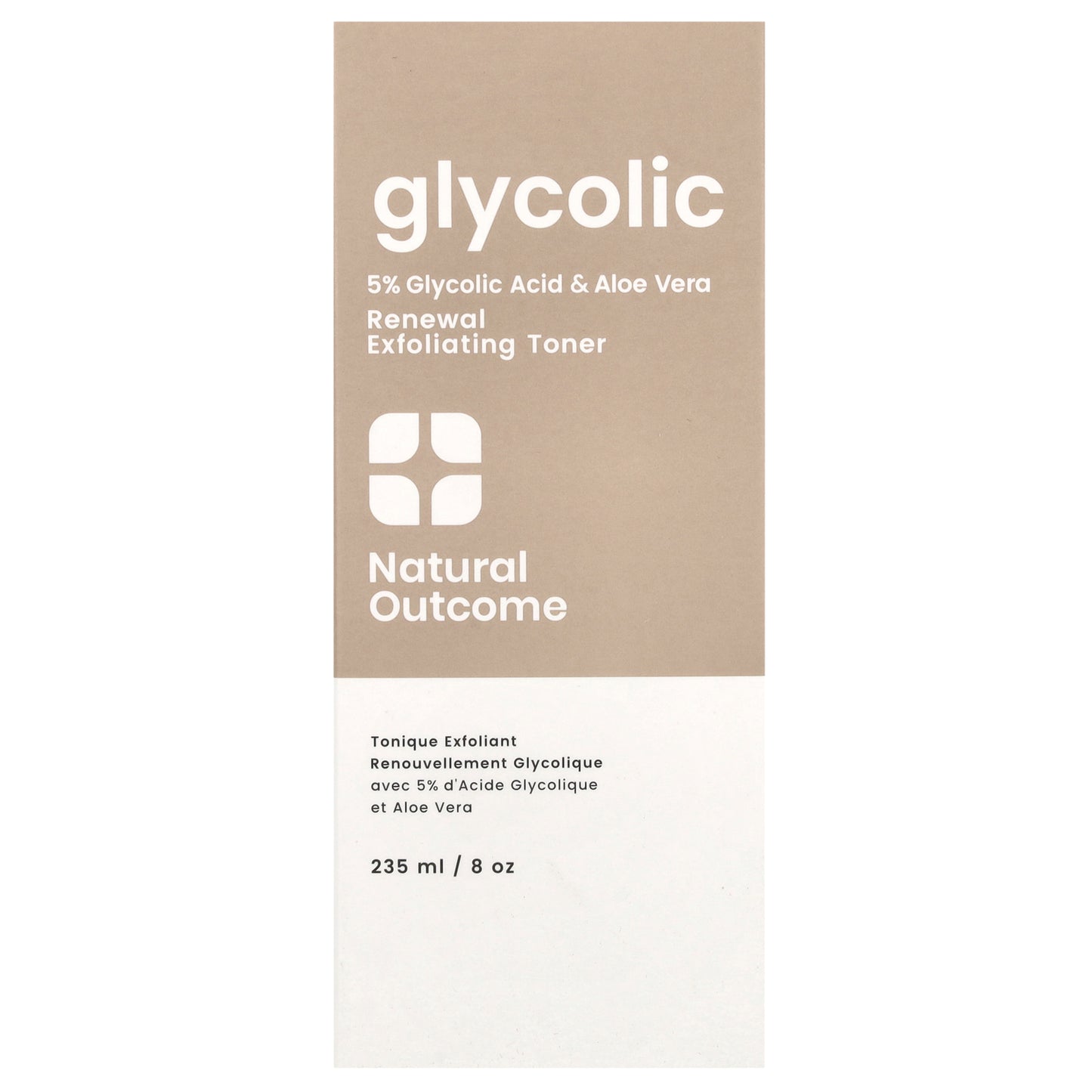 Natural Outcome, Glycolic, Renewal Exfoliating Toner, Fragrance Free, 8 oz (235 ml)