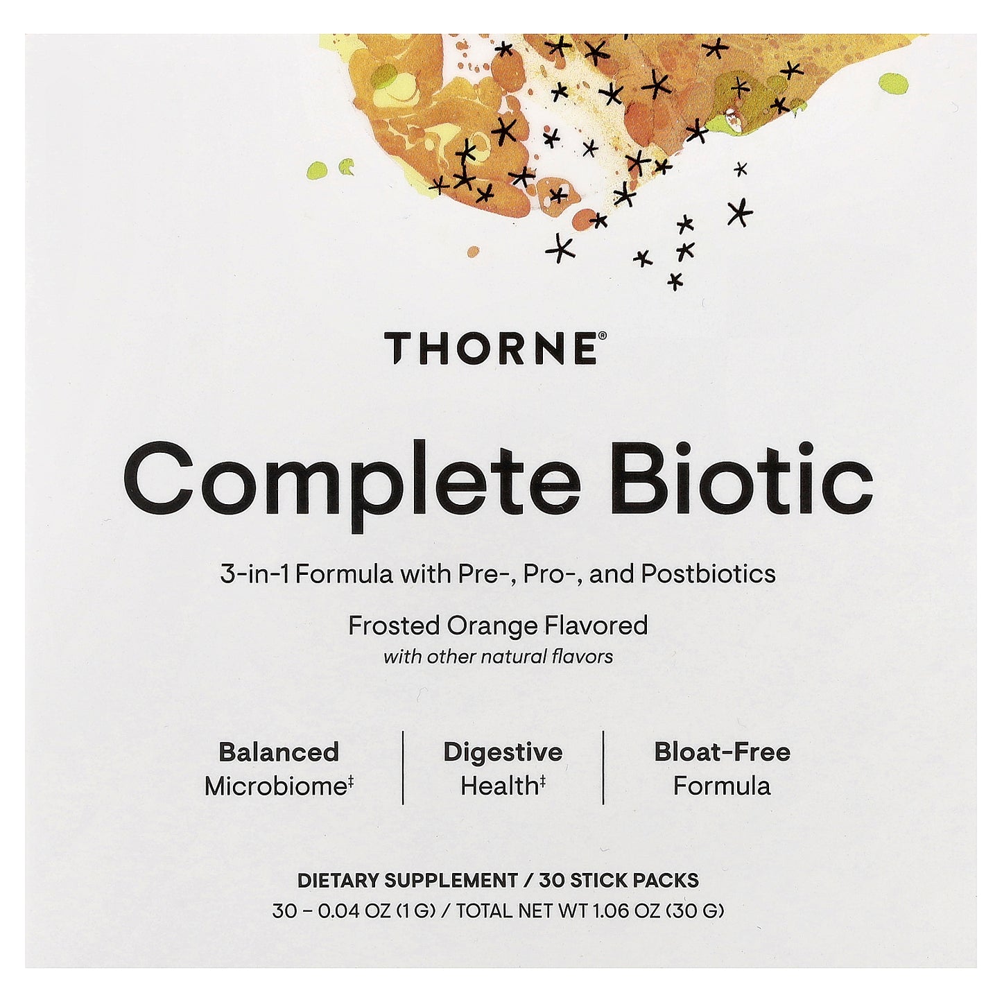 Thorne, Complete Biotic, Frosted Orange, 30 Stick Packs, 0.04 oz (1 g) Each