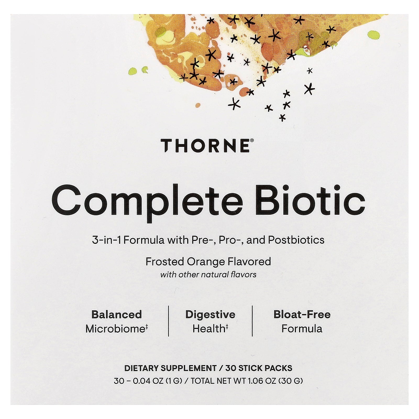 Thorne, Complete Biotic, Frosted Orange, 30 Stick Packs, 0.04 oz (1 g) Each