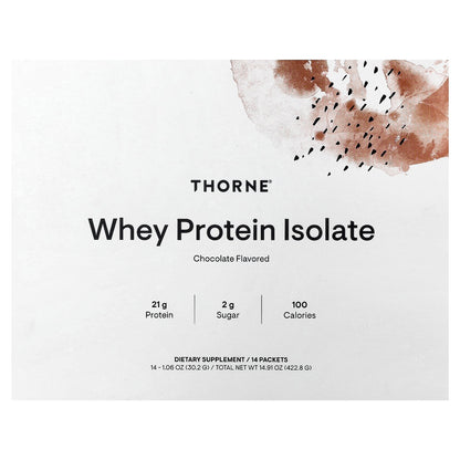Thorne, Whey Protein Isolate, Chocolate, 14 Packets, 1.06 oz (30.2 g) Each