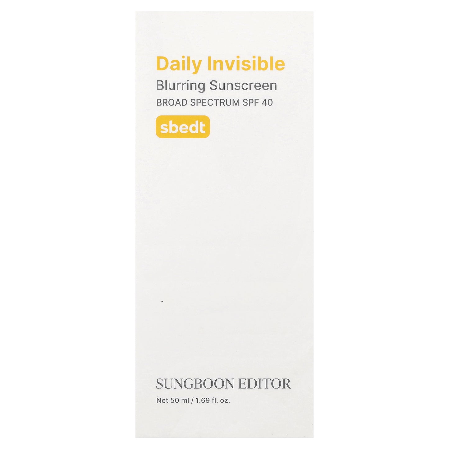 Sungboon Editor, Daily Invisible, Blurring Sunscreen, SPF 40 , 1.69 fl oz (50 ml)