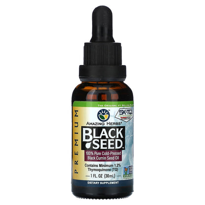 Amazing Herbs, Black Seed, 100% Pure Cold-Pressed Black Cumin Seed Oil, 1 fl oz (30 ml)