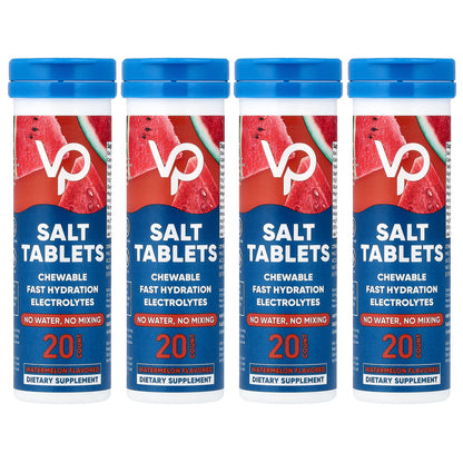 Venture Pal, Salt Tablets Chewable Electrolytes, Watermelon, 4 Tubes, 20 Tablets Each